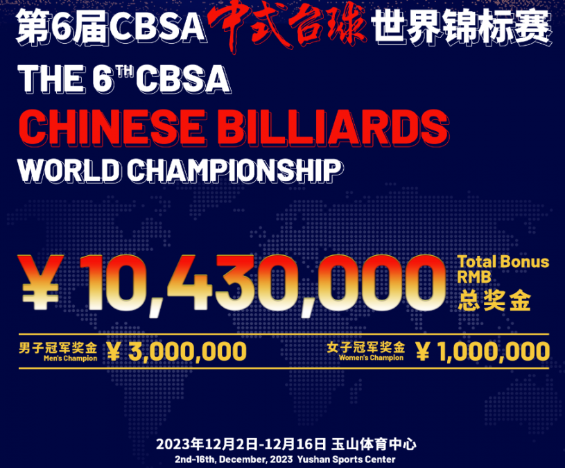 第6届CBSA中式台球世锦赛即将开赛  顶尖选手齐聚玉山 共赴台球盛宴